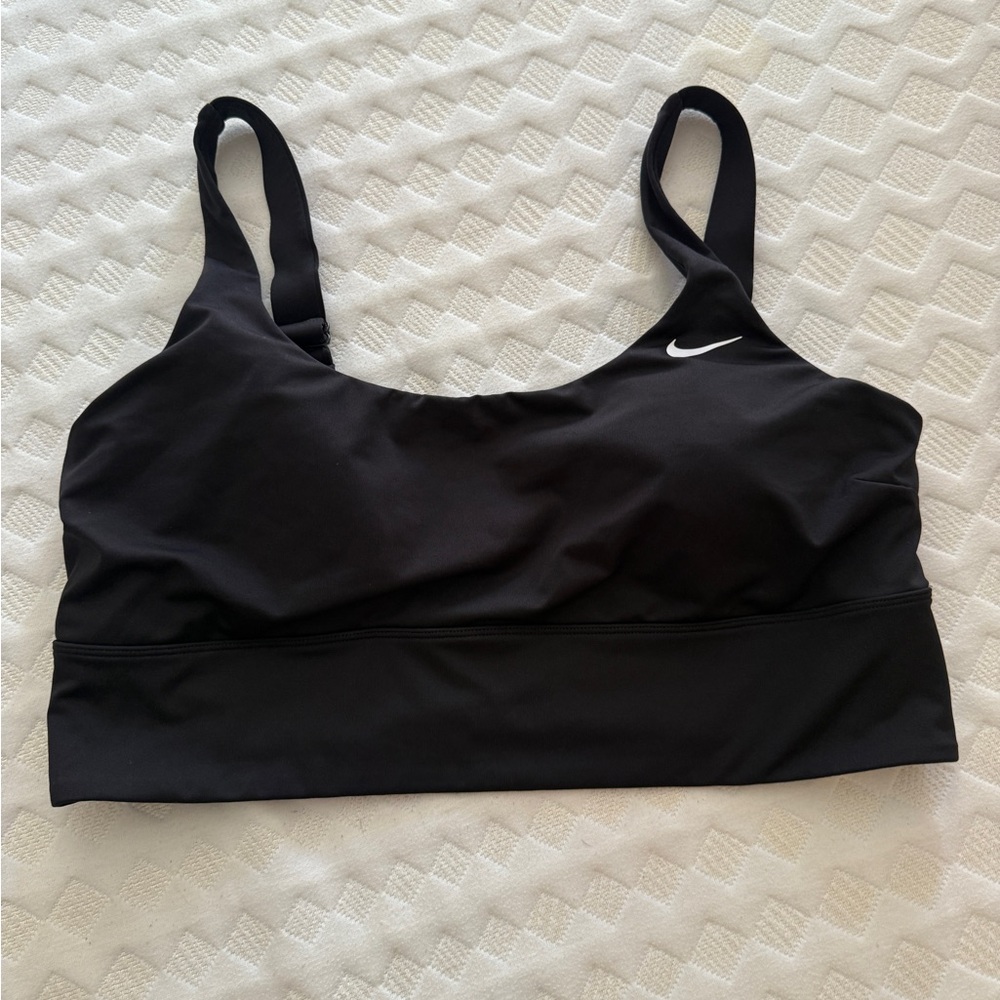 Nike Women's Black Sports Bra with White Swoosh